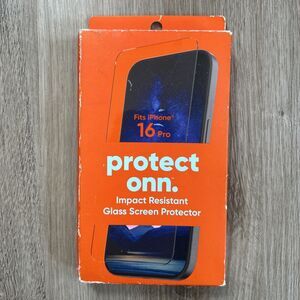 iPhone 16 Pro Glass Screen Protector Onn Impact Resistant Durable Anti Smudge